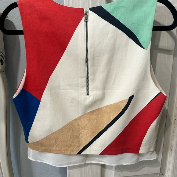 Alice & Olivia Giana Multicolor Crop Top. Size 8. - Picture 2 of 5